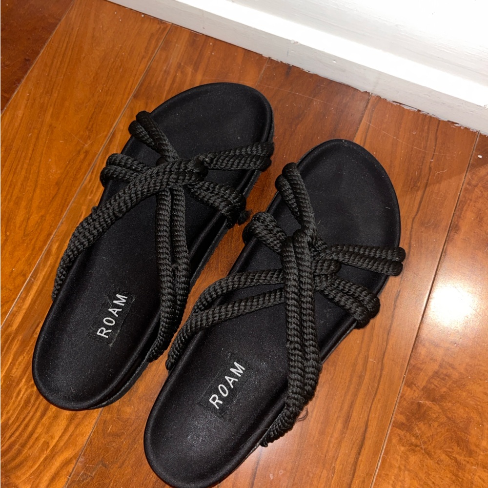 ROAM Black Rope Strappy Slide Sandals - Picture 3 of 5